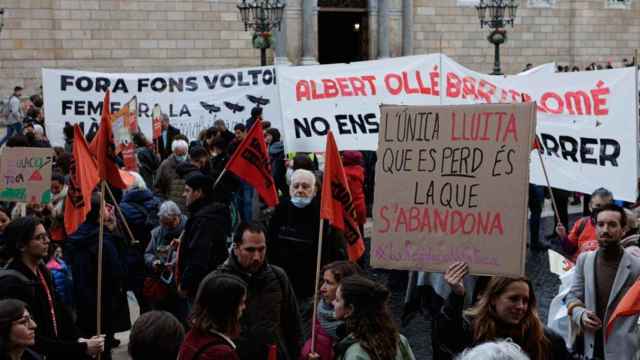 La manifestación de inquilinos en Barcelona tras la anulación por parte del TC de parte de la ley catalana que regula los alquileres / EFE