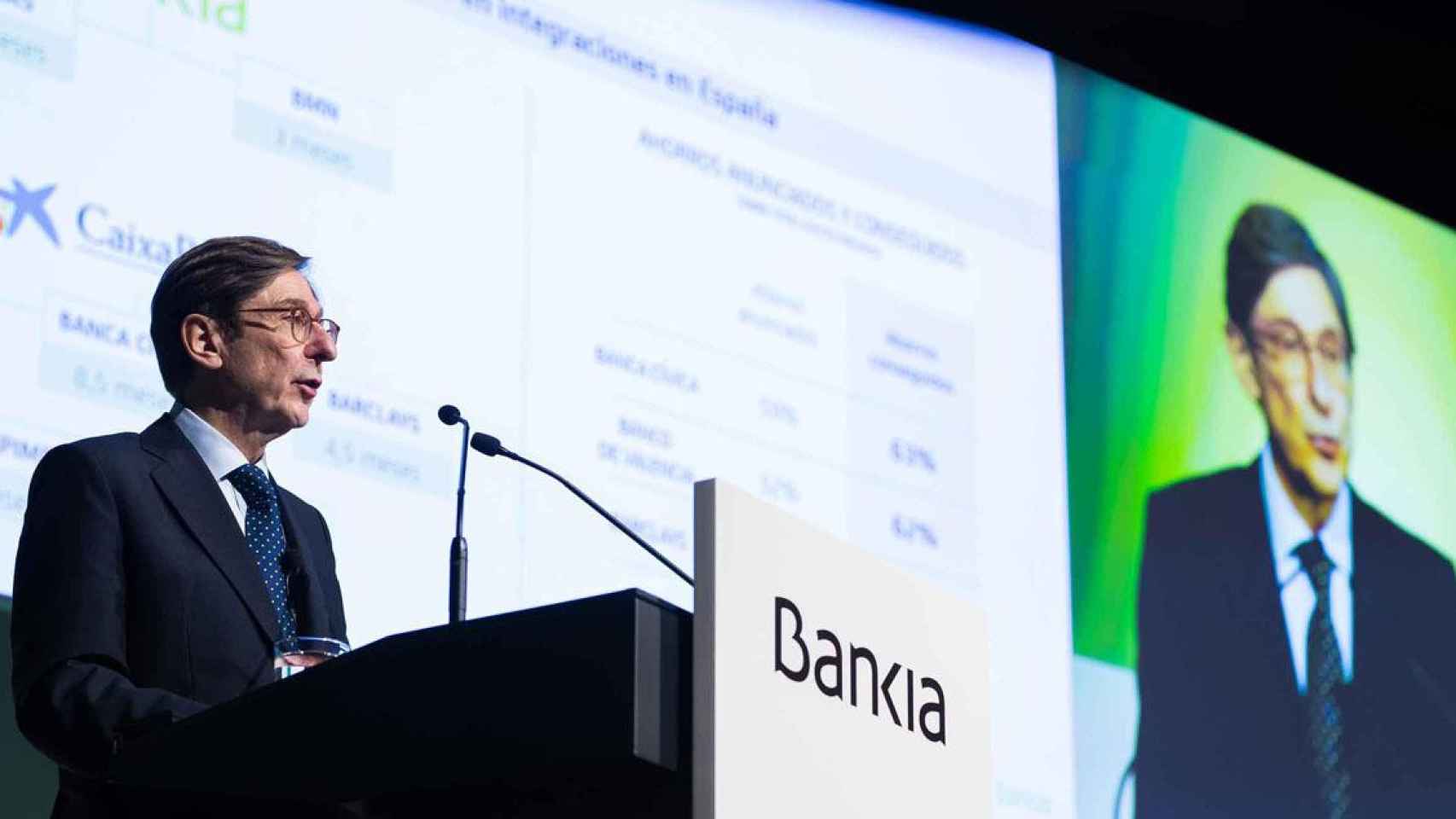 El presidente de Bankia, José Ignacio Goirigolzarri, en su intervención en la última junta general de accionistas del banco / BANKIA