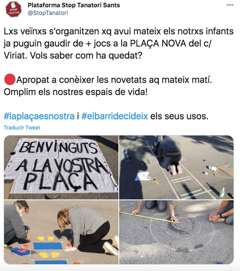 La protesta de la Plataforma Stop Tanatori para reivindicar la Plaza Nova para el barrio / CG