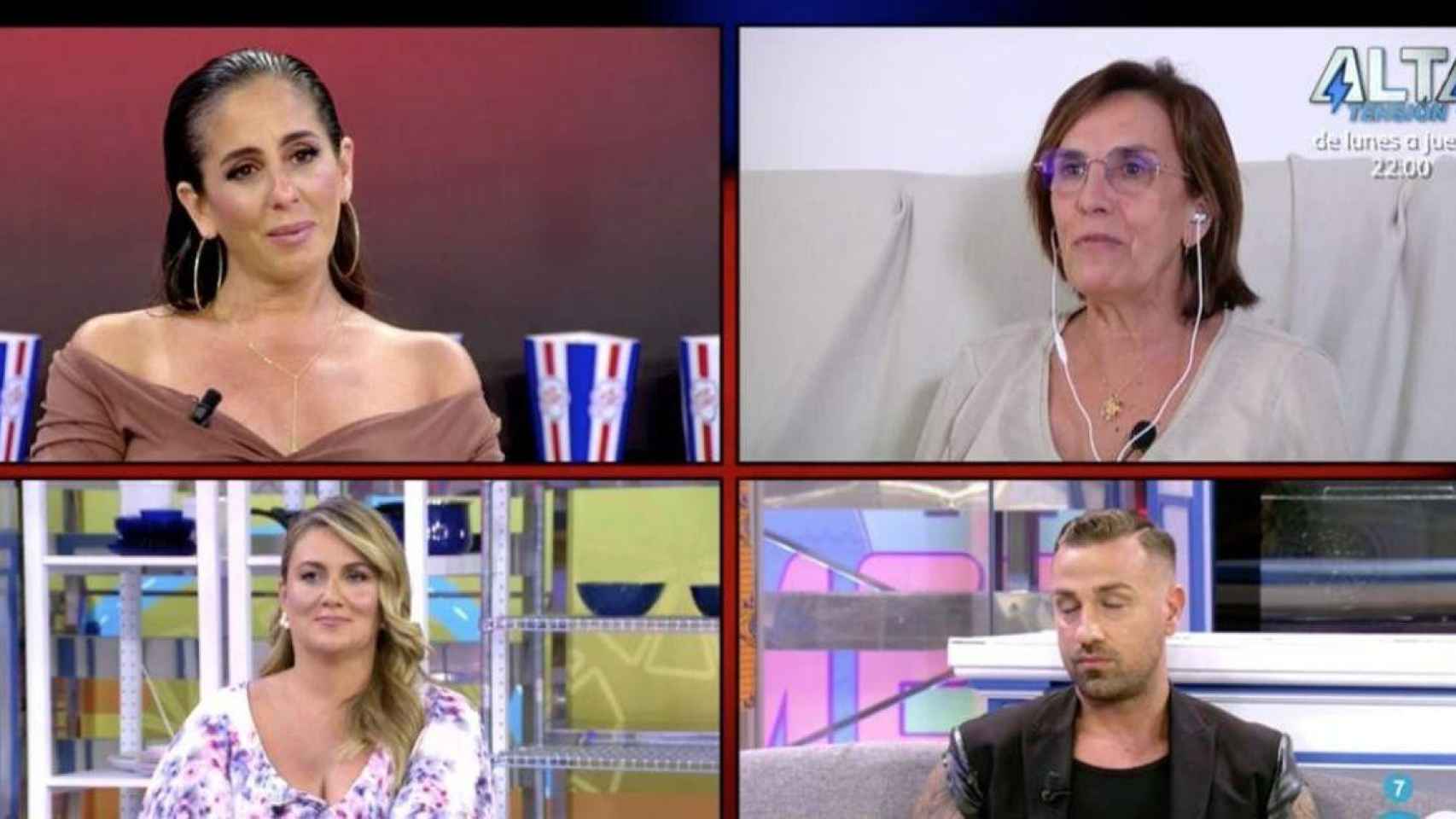 Anabel Pantoja, su madre, Menche, Carlota Corredera y Rafa Mora en 'Sálvame' / MEDIASET
