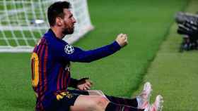 Messi celebra su gol de falta ante el Liverpool en las semifinales de la Champions 2018-19 / EP