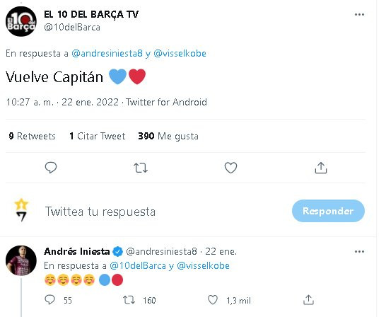 El guiño de Iniesta para volver al Barça / Redes