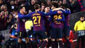 Los jugadores del Barça celebrando un gol en la Champions / EFE
