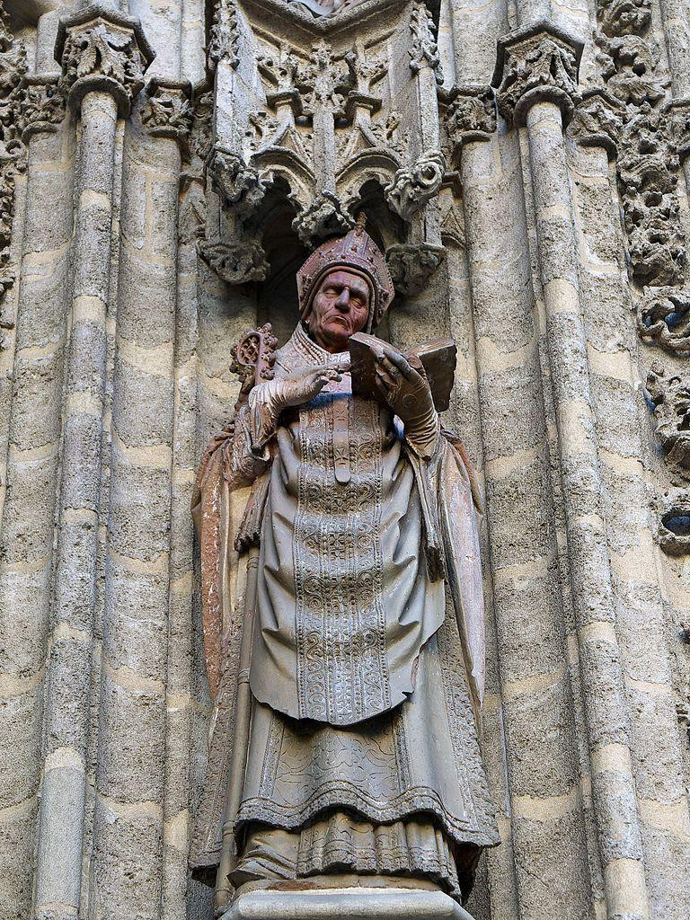 San Isidoro, Portada del Bautismo de la Catedral de Sevilla. . Atribuida a Lorenzo Mercadante de Bretaña