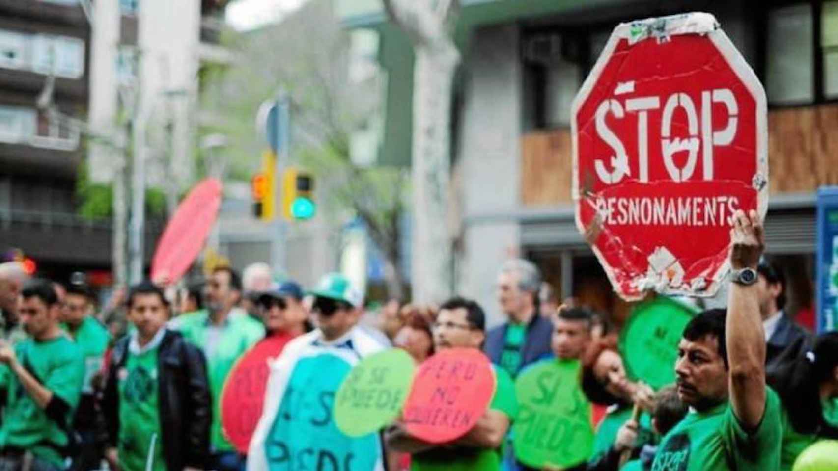 Imagen de una protesta contra los desahucios, organizada por la Plataforma Afectados por la Hipoteca (PAH)