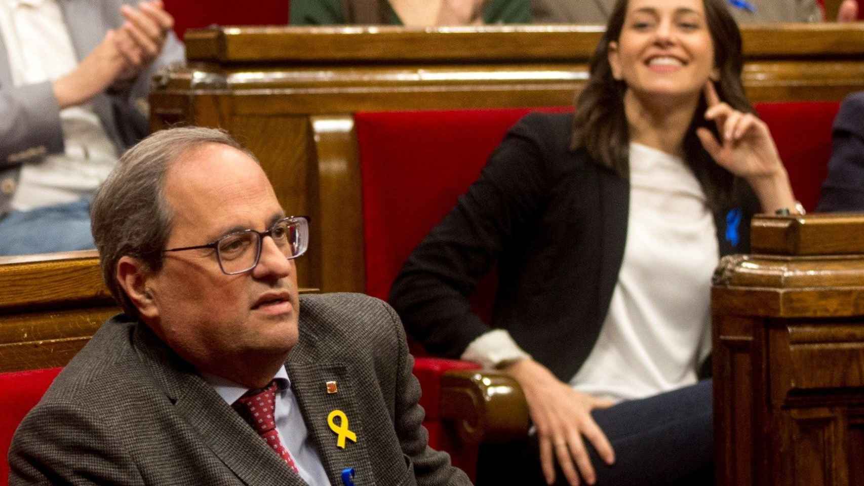 El presidente de la Generalitat, Quim Torra, en la sesión del Parlament donde fue reprobado / EFE