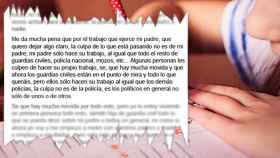 Fragmento de la carta de una niña de 13 años, hija de un guardia Civil, a sus compañeros de clase / CG