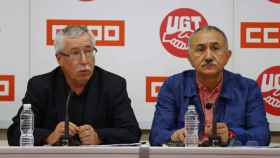 Los secretarios generales de UGT, Pepe Álvarez, y de CCOO, Ignacio Fernández Toxo