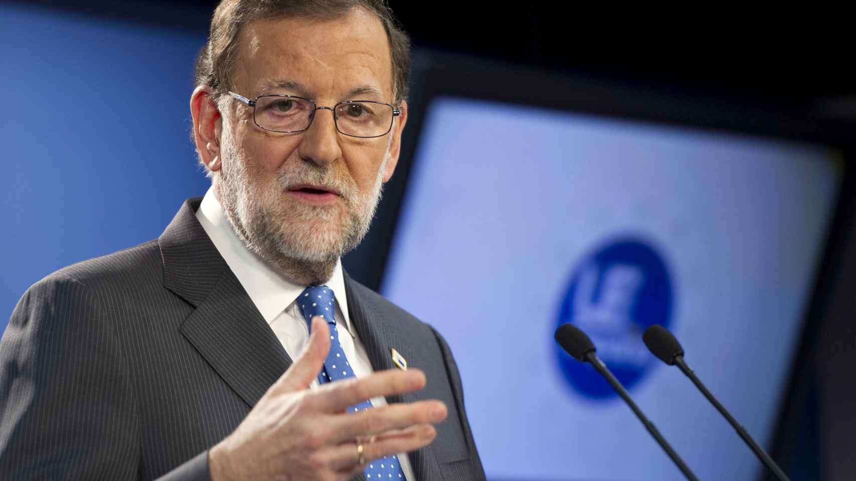 Mariano Rajoy durante la rueda de prensa que ha ofrecido hoy en Bruselas / EFE
