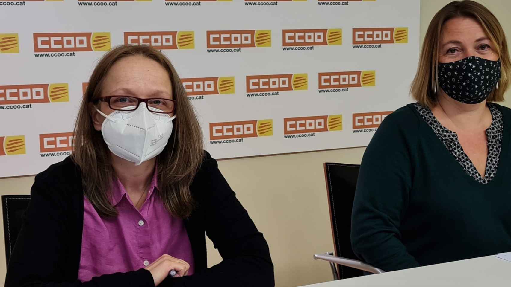Mónica Pérez y Cristina Torre, de CCOO, presentan el informe sobre seguridad laboral en Cataluña / CCOO