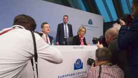 Mario Draghi, presidente del BCE, al inicio de su comparecencia.