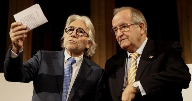 El presidente de Foment del Treball, Josep Sánchez Llibre (i), junto al de Pimec, Josep González (d) / EFE