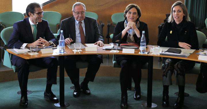 Pau Relat, José Luís Bonet, Ada Colau y Àngels Chacón en la reunión del consejo de Fira Barcelona / FB