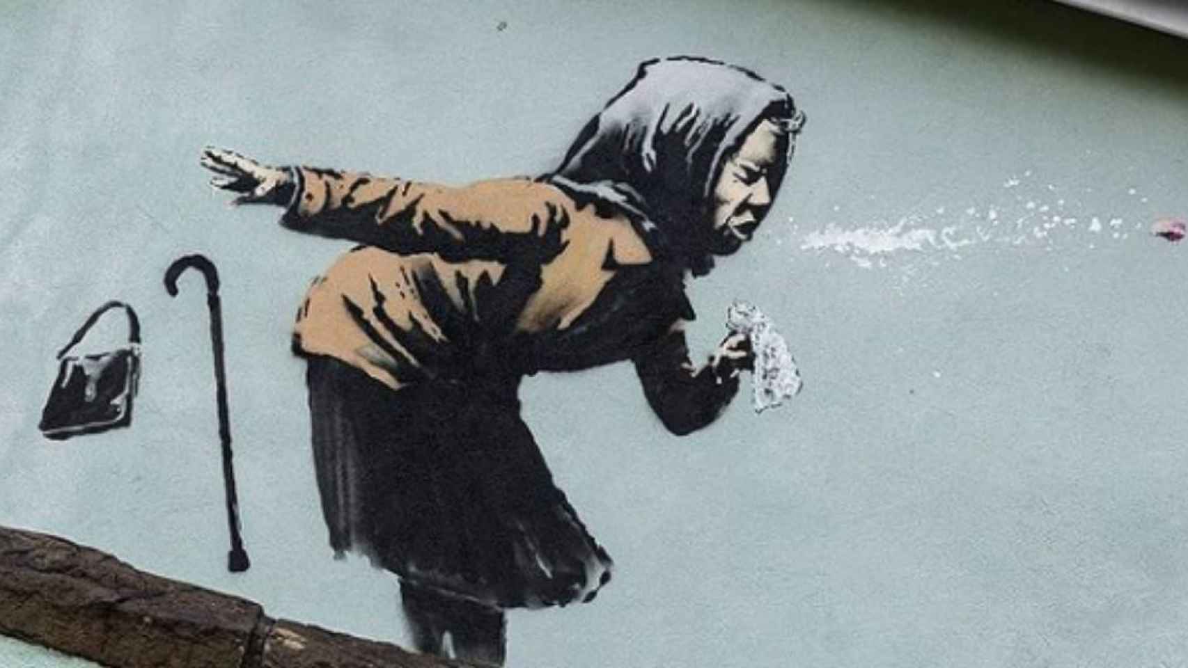 La obra de Banksy protagonizada por una anciana resfriada / BANKSY