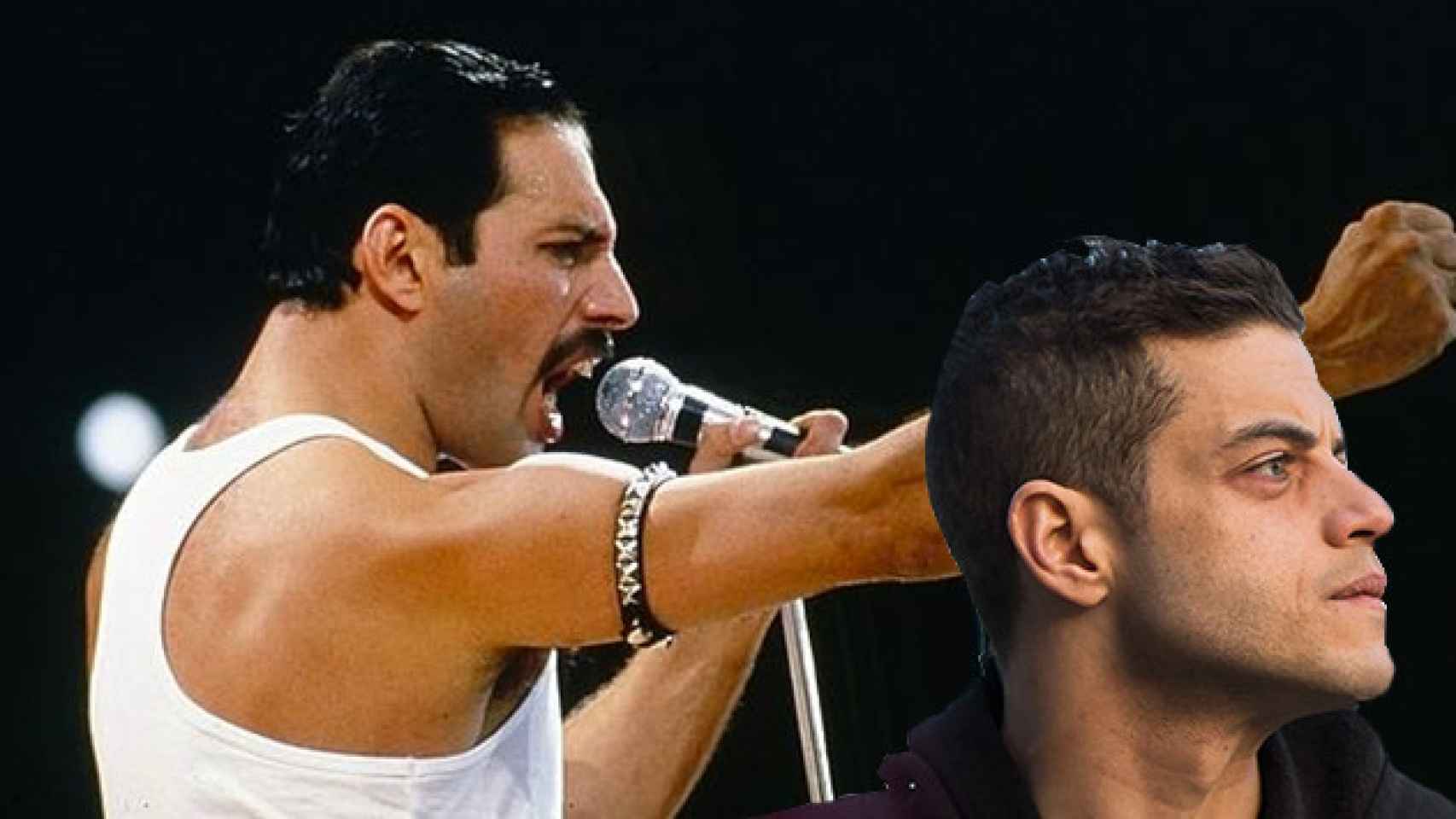 El líder de Queen, Freddie Mercury, y el actor Rami Malek | CG
