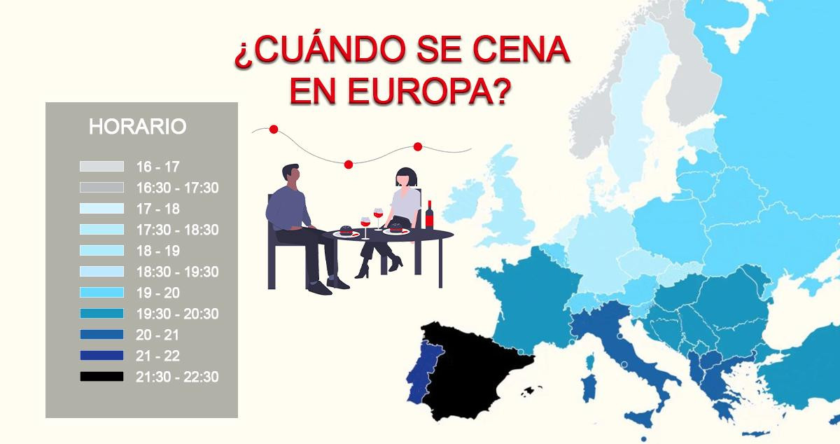 Mapa que refleja los horarios de la cena en los países europeos /CD