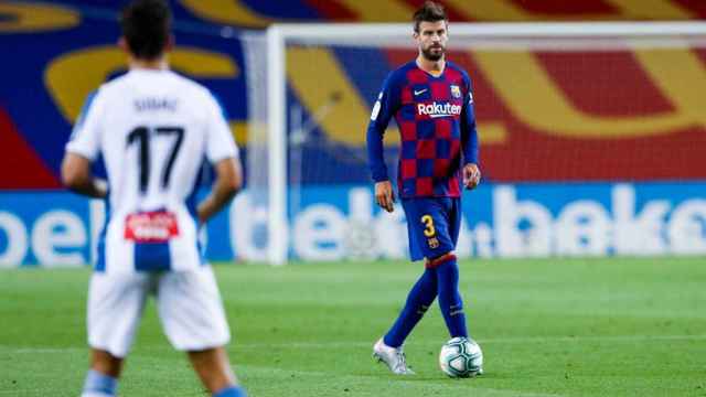 Gerard Piqué durante el encuentro ante el RCD Espanyol /FCB