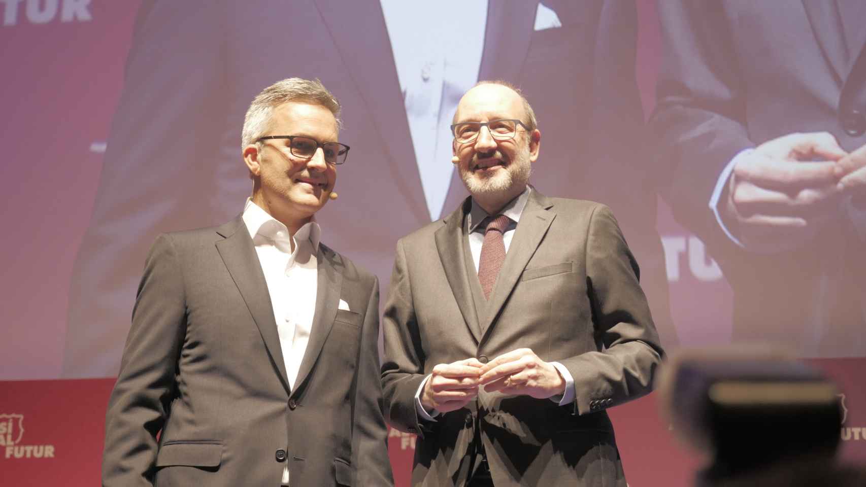 Víctor Font con Antoni Basses en su presentación como candidato a la presidencia del Barça / DIDAC ABRIL - SI AL FUTUR