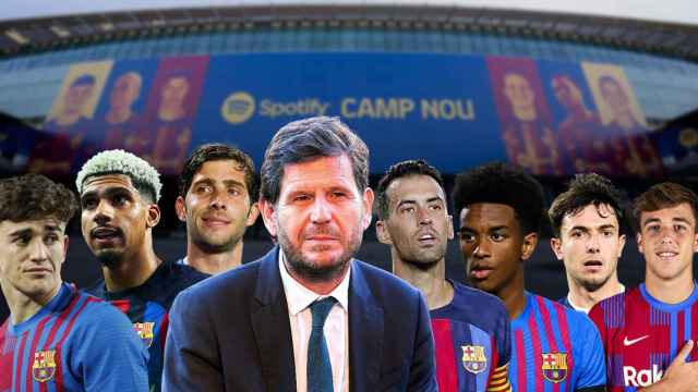 Mateu Alemany, junto a varios jugadores del Barça, en un fotomontaje / CULEMANÍA