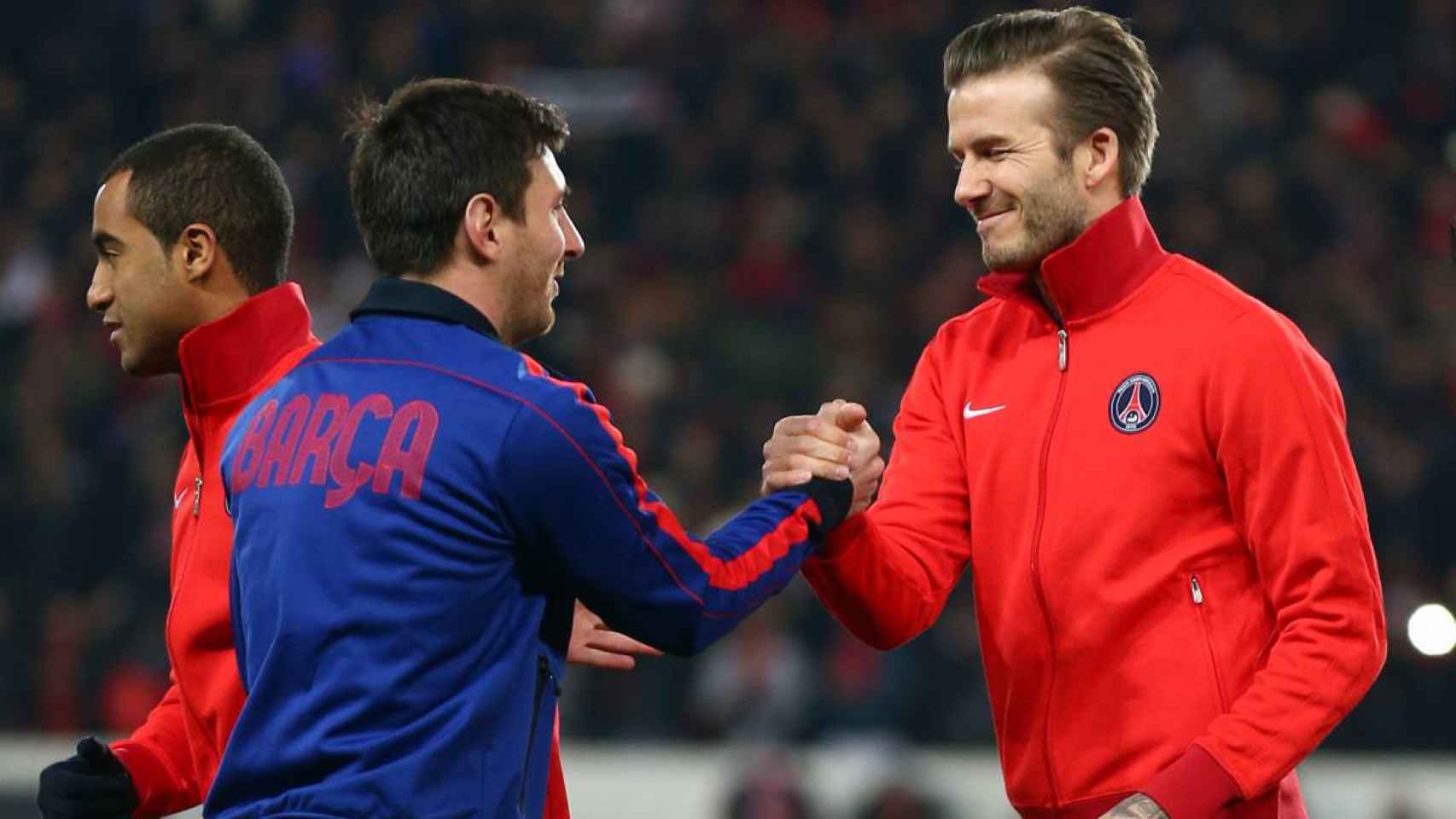 Leo Messi y David Beckham en un Barça-PSG / EFE