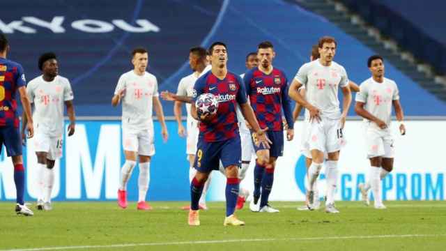 Luis Suárez durante el partido ante el Bayern /FCB