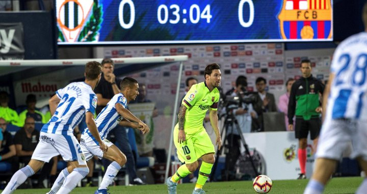 Una foto de Messi en los primeros instantes contra el Leganés / EFE