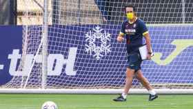 Unai Emery en un entrenamiento del Villarreal / EFE