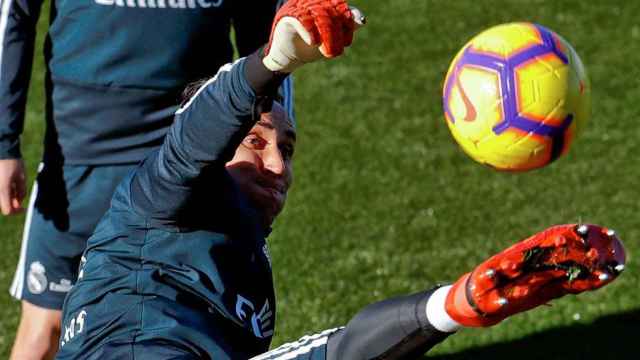 El portero costarricense del Real Madrid, Keylor Navas, durante un entrenamiento / EFE