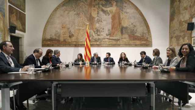 El presidente de la Generalitat, Quim Torra, encabezando la reunión de la mesa de diálogo de partidos catalanes / EUROPA PRESS