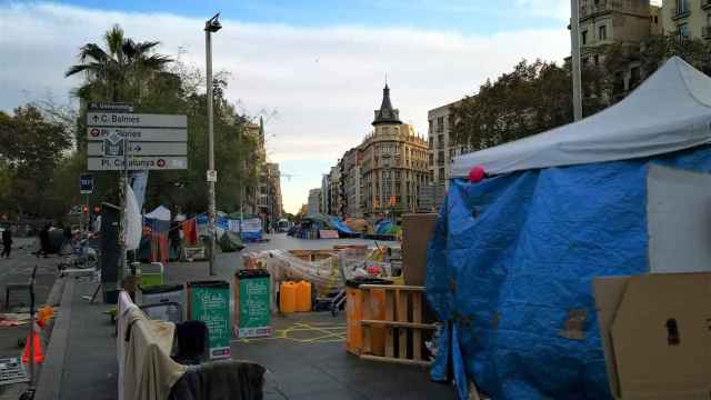 Imagen de la acampada en la plaza Universitat / EUROPA PRESS