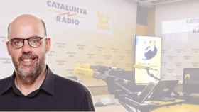 Jordi Basté, conductor del programa RAC1, ante un estudio de Catalunya Ràdio / FOTOMONTAJE CG