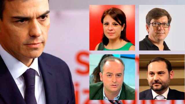 Pedro Sánchez con Adriana Lastra, Francisco José Salazar, Iván Redondo y José Luis Ábalos / CG