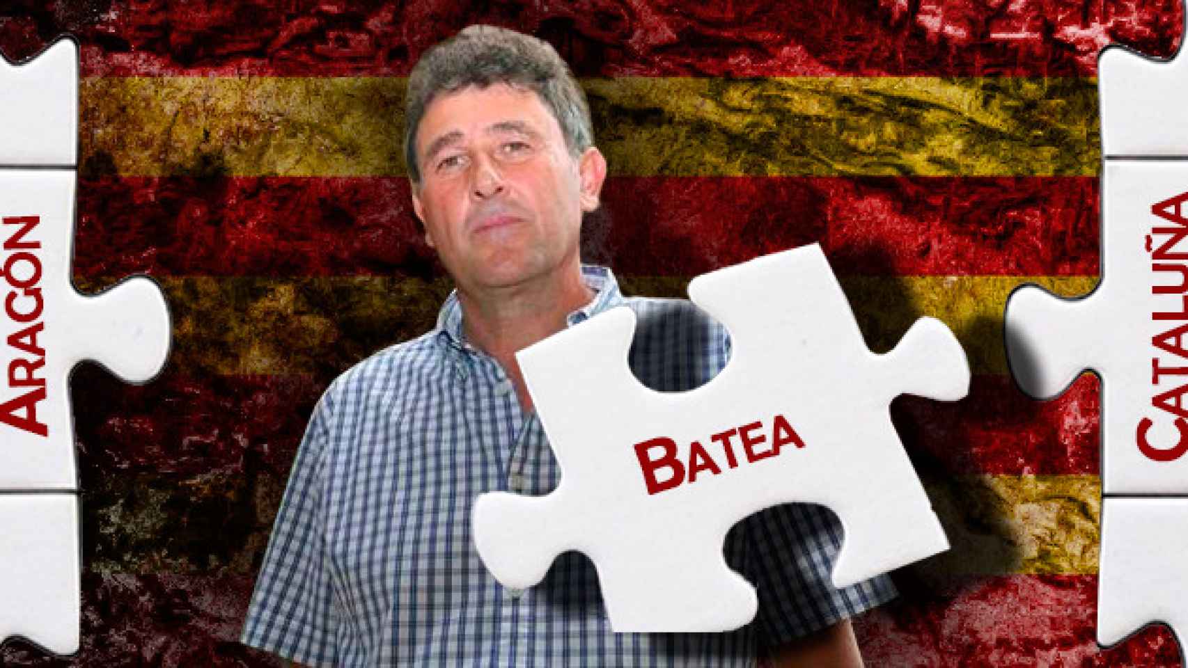 El alcalde de Batea, Joaquim Paladella, entre Cataluña y Aragón / FOTOMONTAJE DE CG