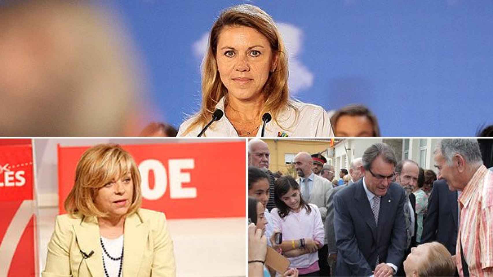 María Dolores de Cospedal, Elena Valenciano y Artur Mas / CG