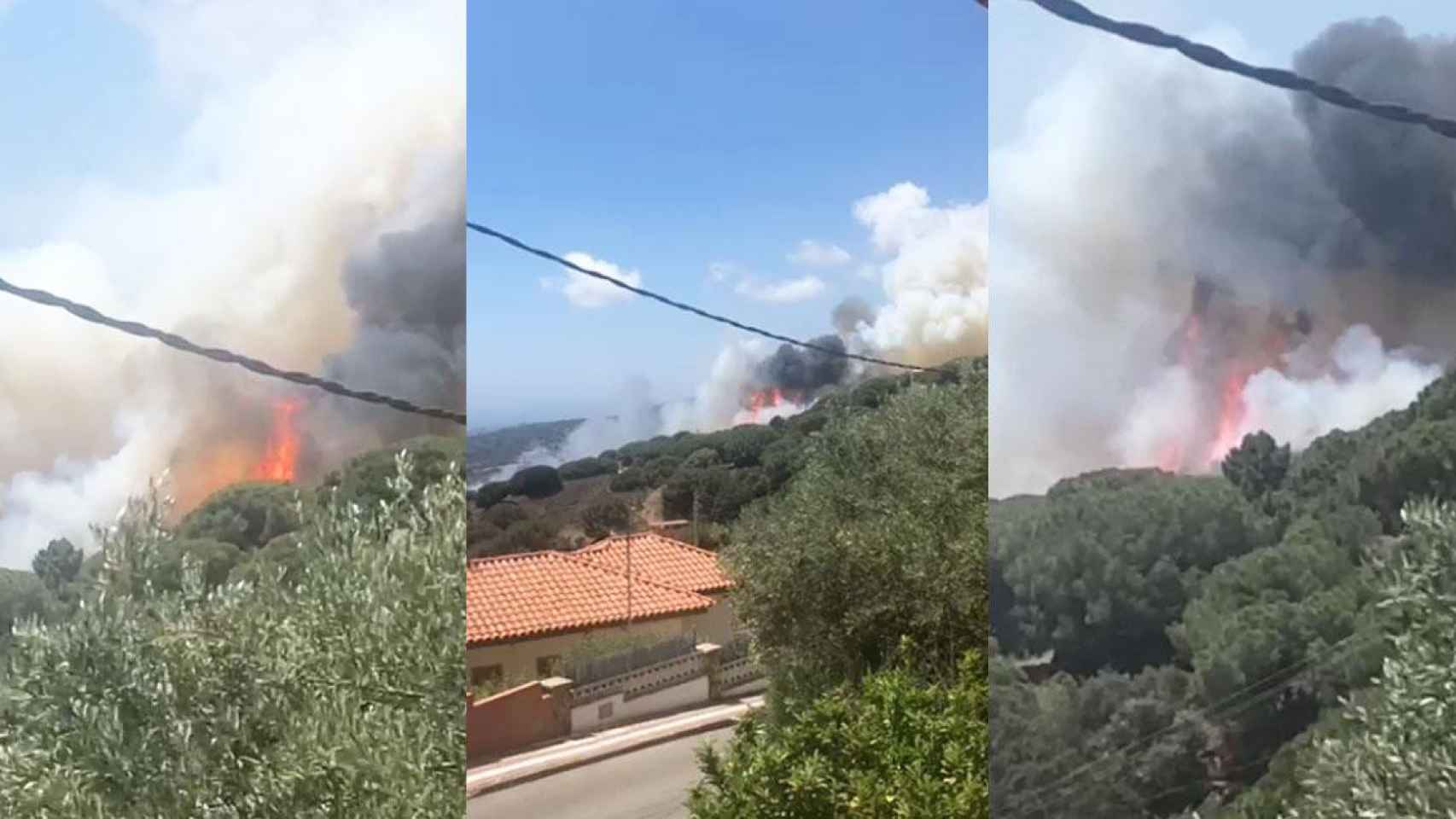 Tres imágenes del incendio de Argentona desde viviendas cercanas / CG