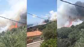 Tres imágenes del incendio de Argentona desde viviendas cercanas / CG