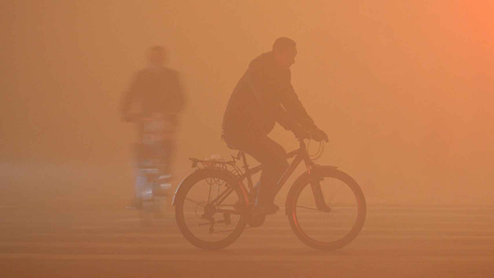 Un ciclista bajo la niebla / EFE
