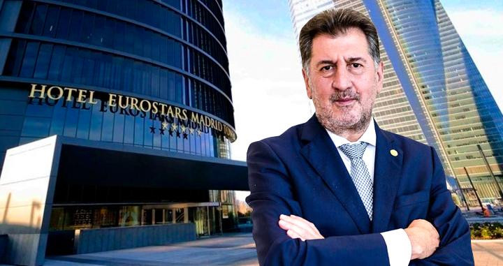 Amancio López Seijas, presidente de la cadena de hoteles Hotusa ante el Hotel Eurostars Tower de Madrid, buque insignia del Grupo / CG
