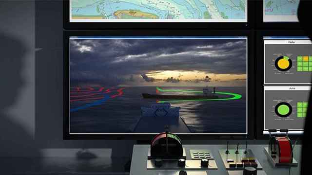 Recreación de una simulación en la que se puede ver un buque autónomo / Fraunhofer CML