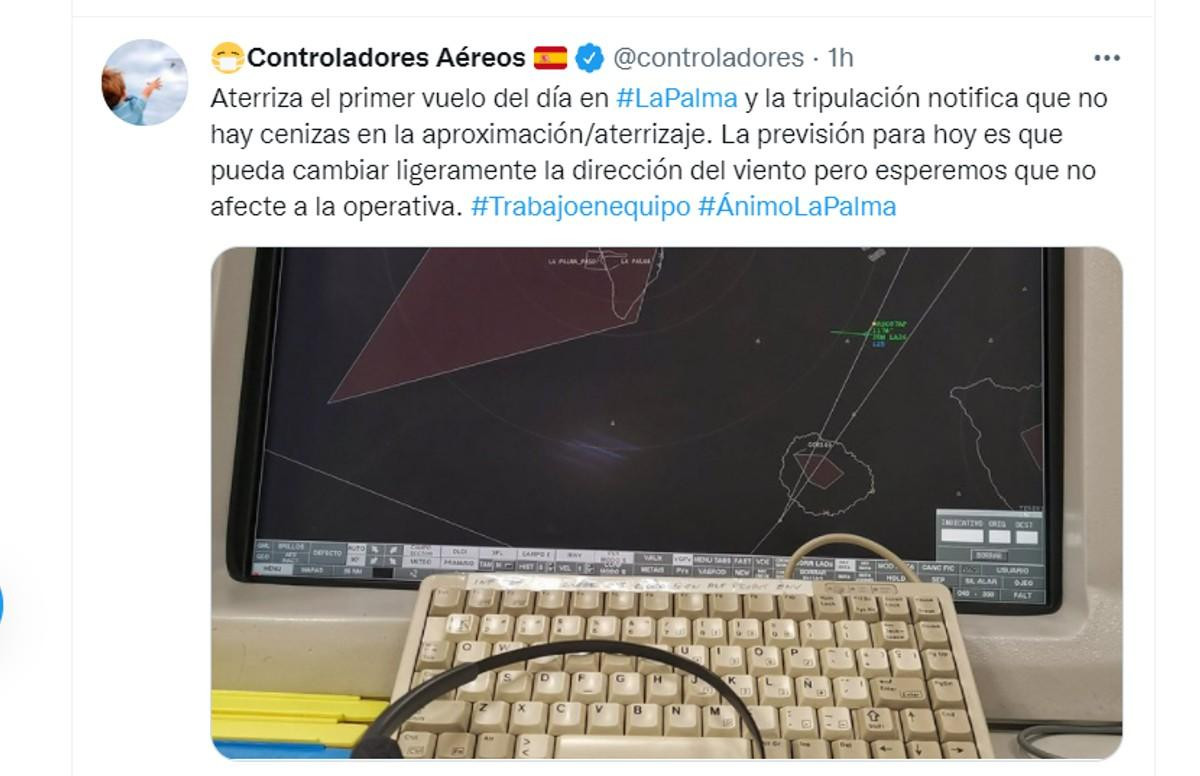 El canal de Controladores anuncia que el aeropuerto de La Palma opera con normalidad /TWITTER