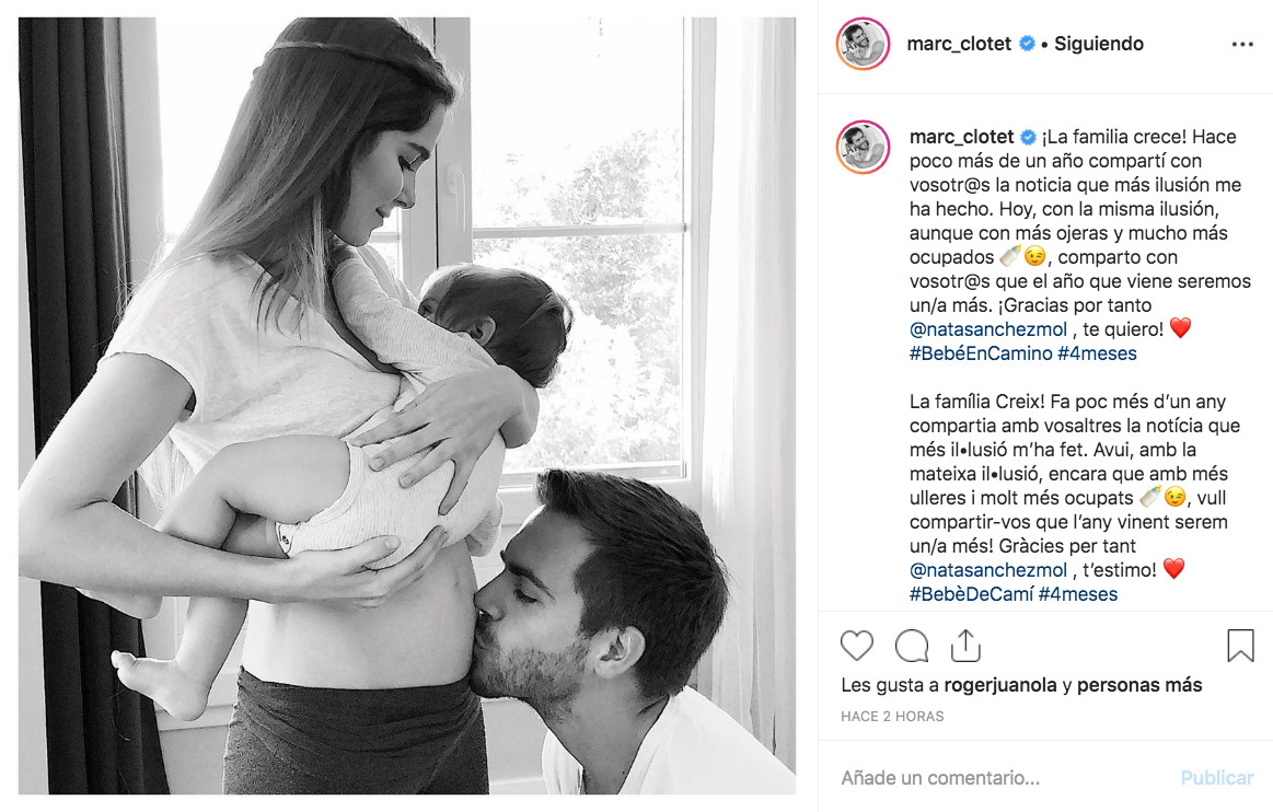 Marc Clotet y Natalia Sánchez anuncian que serán padres por segunda vez / INSTAGRAM