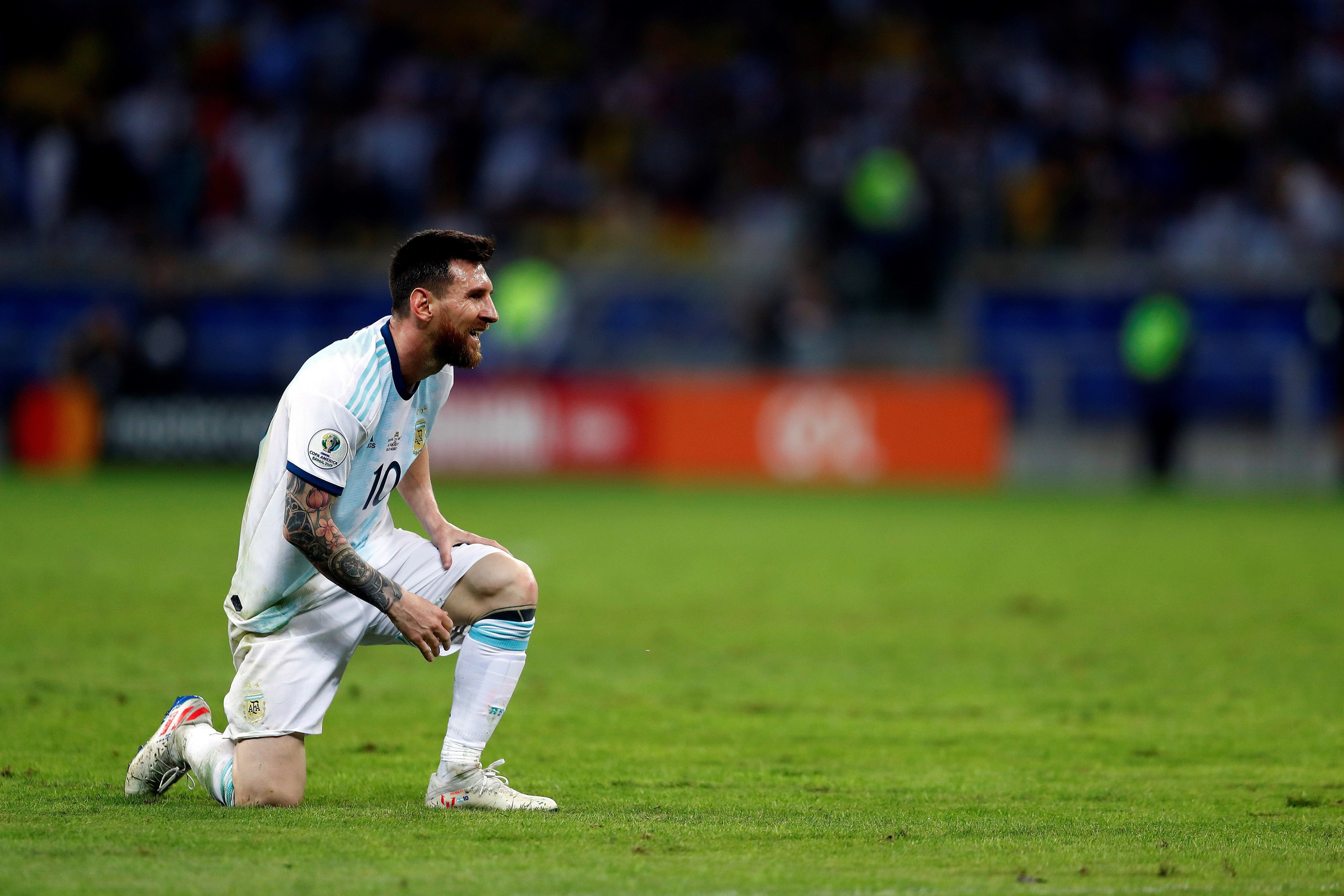 Leo Messi, por fin ganador de un gran título con Argentina, en un partido de su selección / EFE