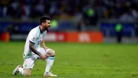Leo Messi, por fin ganador de un gran título con Argentina, en un partido de su selección / EFE