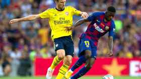 Ousmane Dembelé en el encuentro ante el Arsenal / EFE
