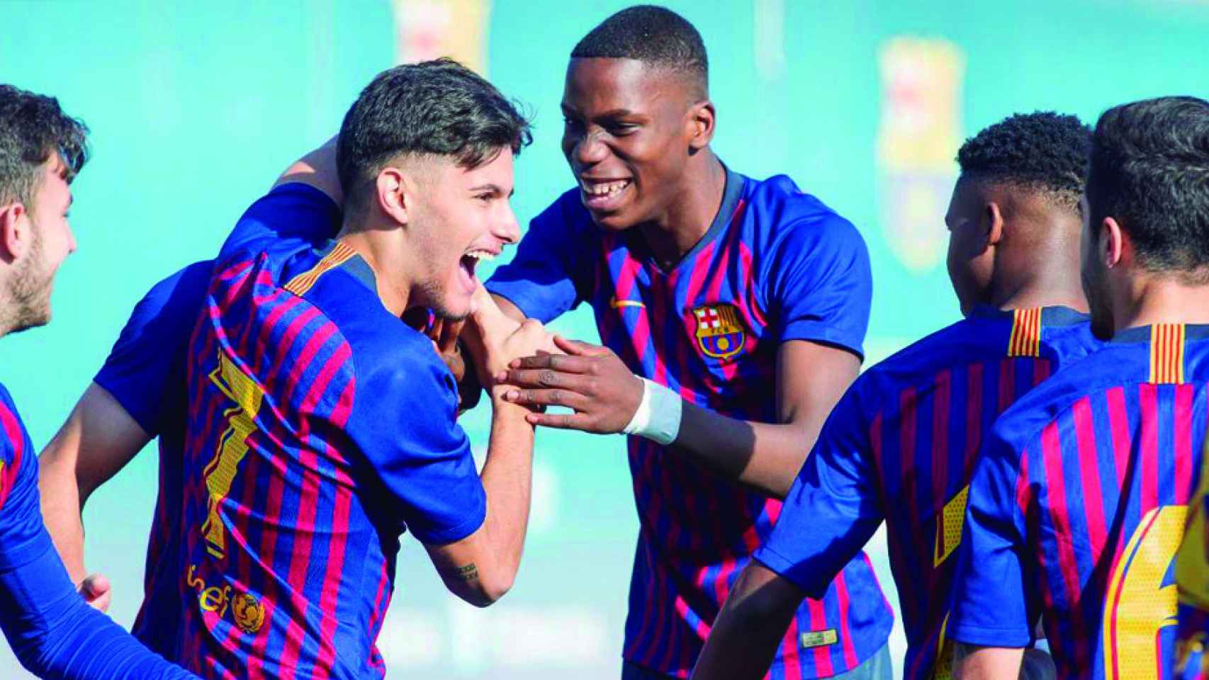 Ilaix Moriba y Anssumane Fati celebrando un gol del Juvenil A / FC BARCELONA