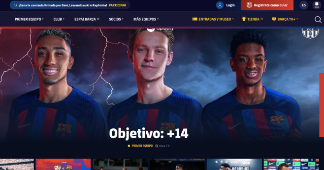 Imagen de la página web del FC Barcelona antes de un partido / FCB