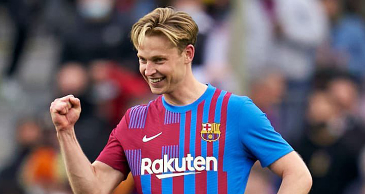 Frenkie de Jong, celebrando una victoria con el Barça en la temporada 2021-22 / FCB