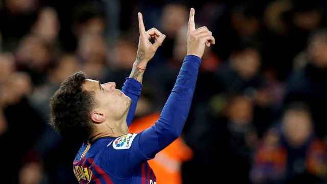Coutinho celebra un gol en el Camp Nou / EFE