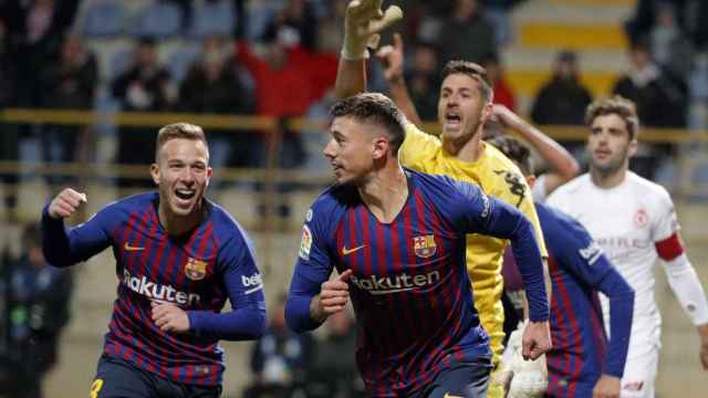 Lenglet celebra el gol de la victoria frente la Cultural Leonesa / EFE