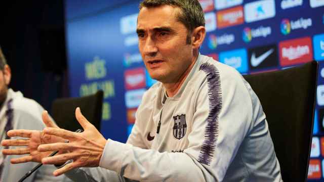 Ernesto Valverde en la rueda de prensa previa al FC Barcelona-Atlético de Madrid / EFE